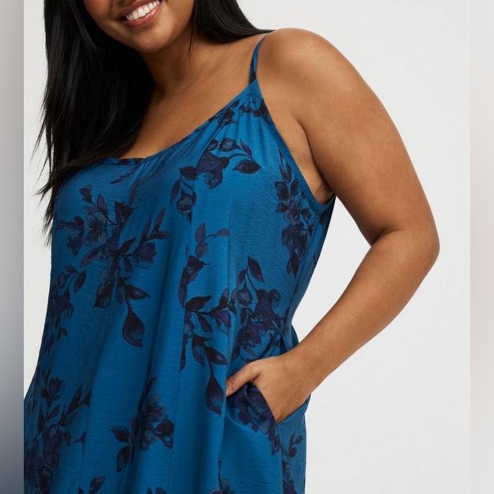 Torrid Trapeze Maxi Dress sz 0 Large Blurred Floral Legion Blue - Picture 4 of 11